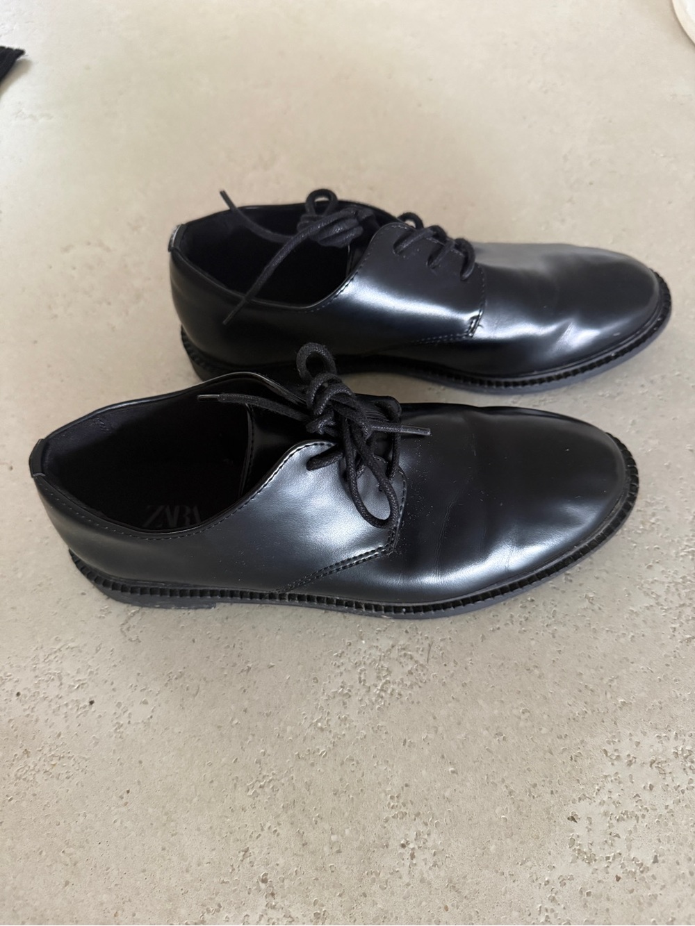 Zara Kids Black Lace-Up Dress Shoes
